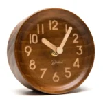 Driini Wooden Desk & Table Pinewood Analog Clock (Dark) 3