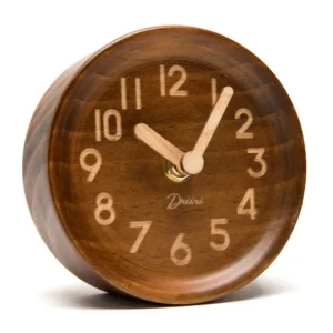Driini Wooden Desk & Table Pinewood Analog Clock (Dark) 3