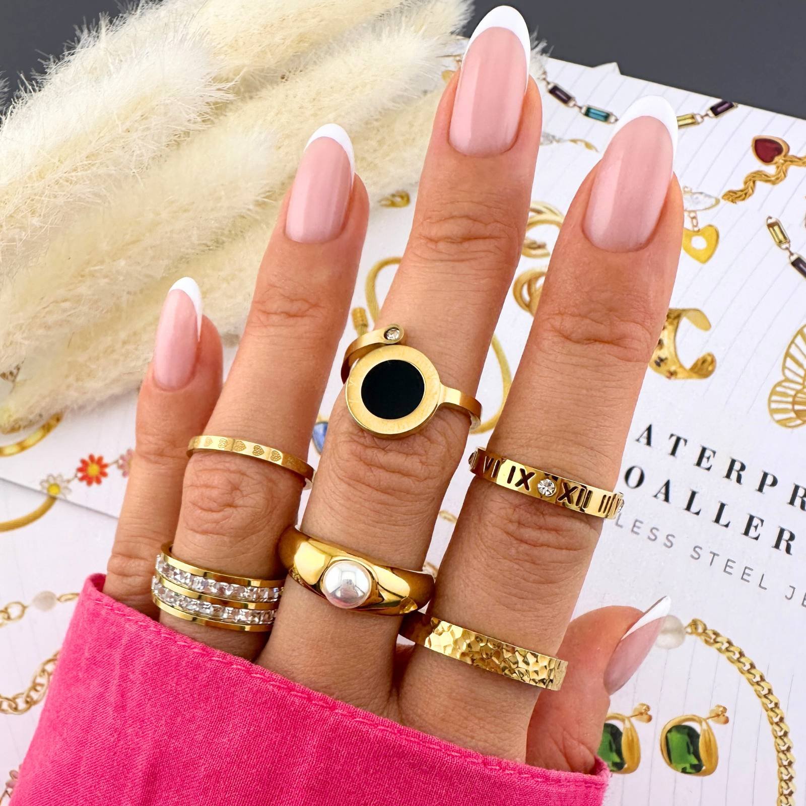 Ring, 18K Gold Plated Steel x4