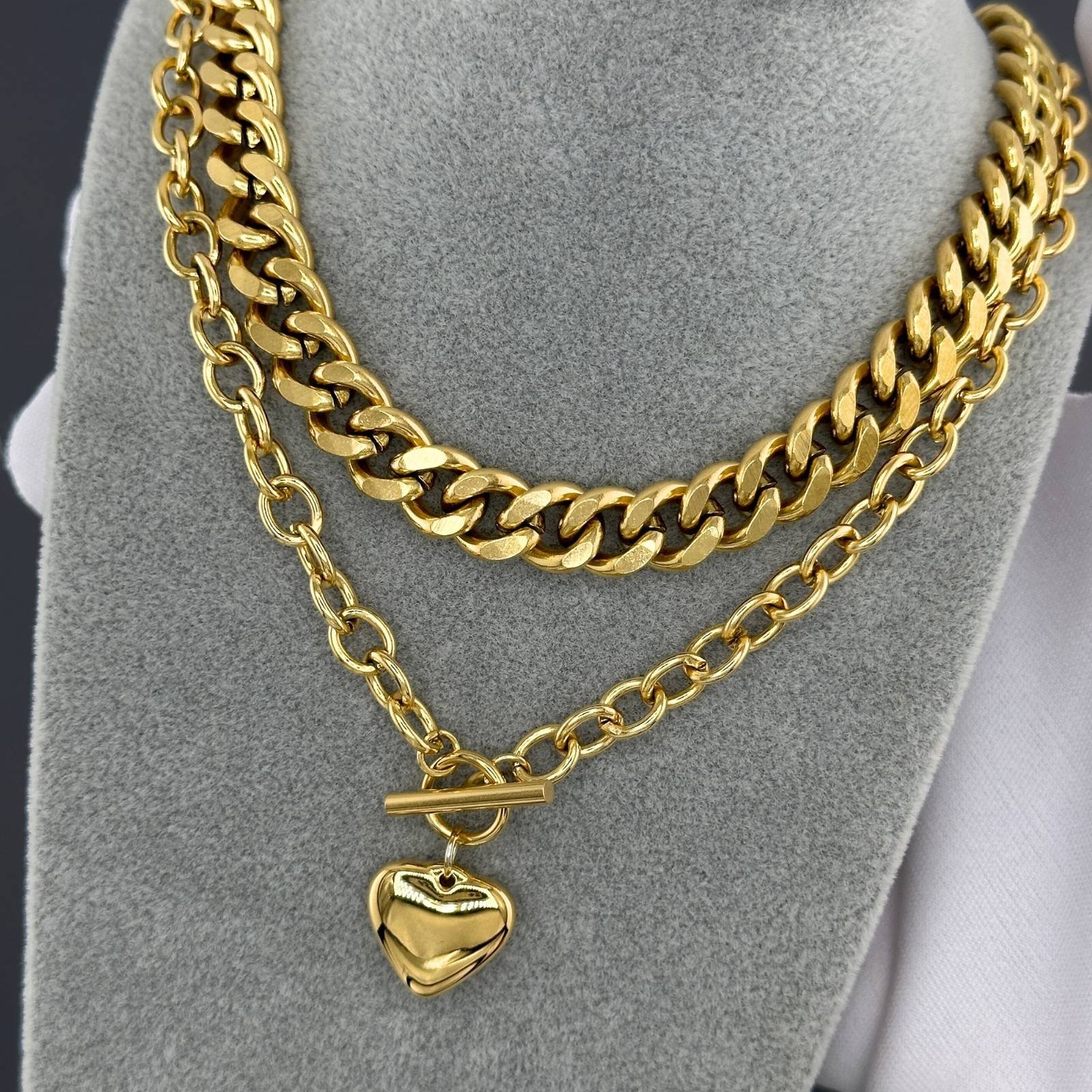 “Heart” Necklace, 18K Gold Plated Steel 1