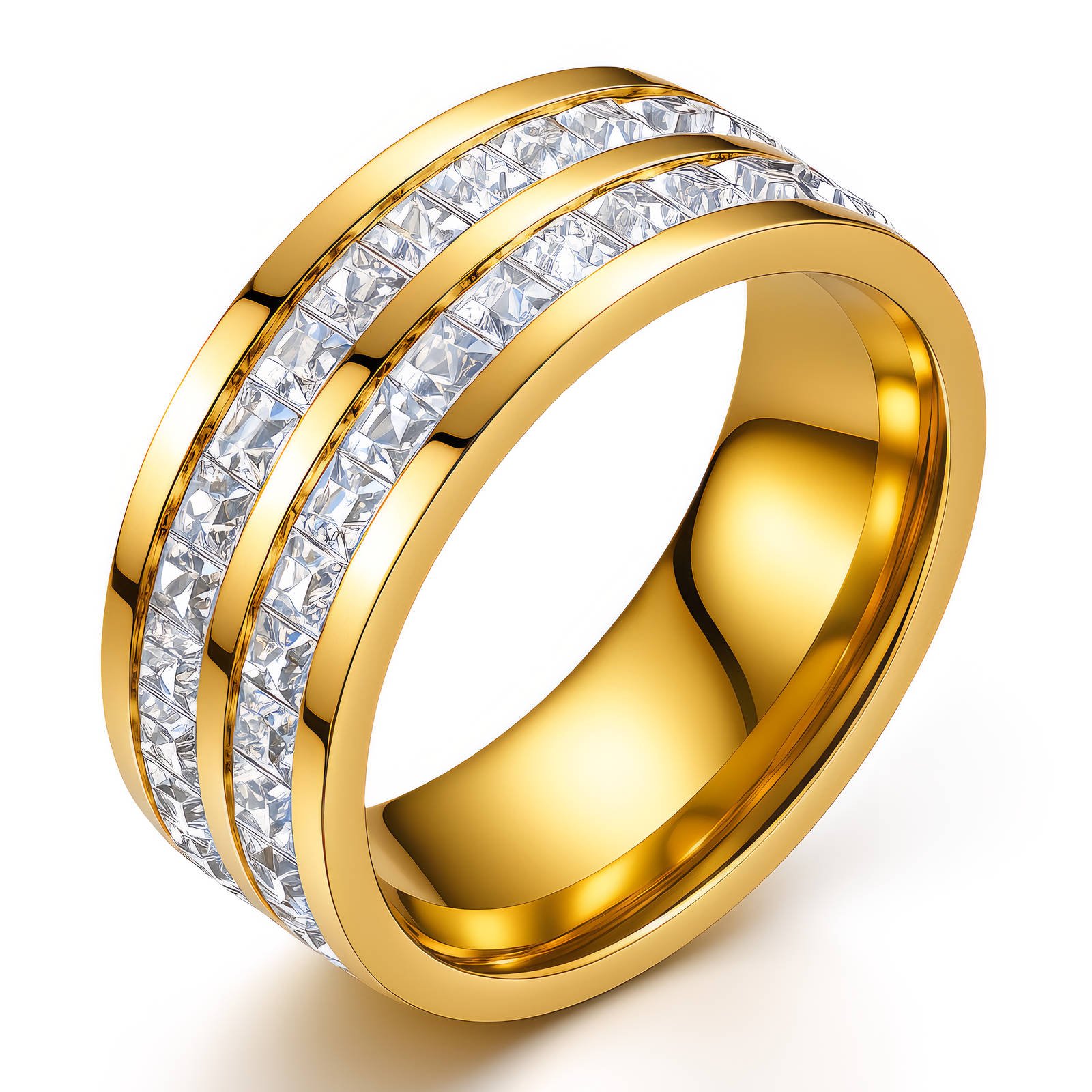 Ring, 18K Gold Plated Steel x 5