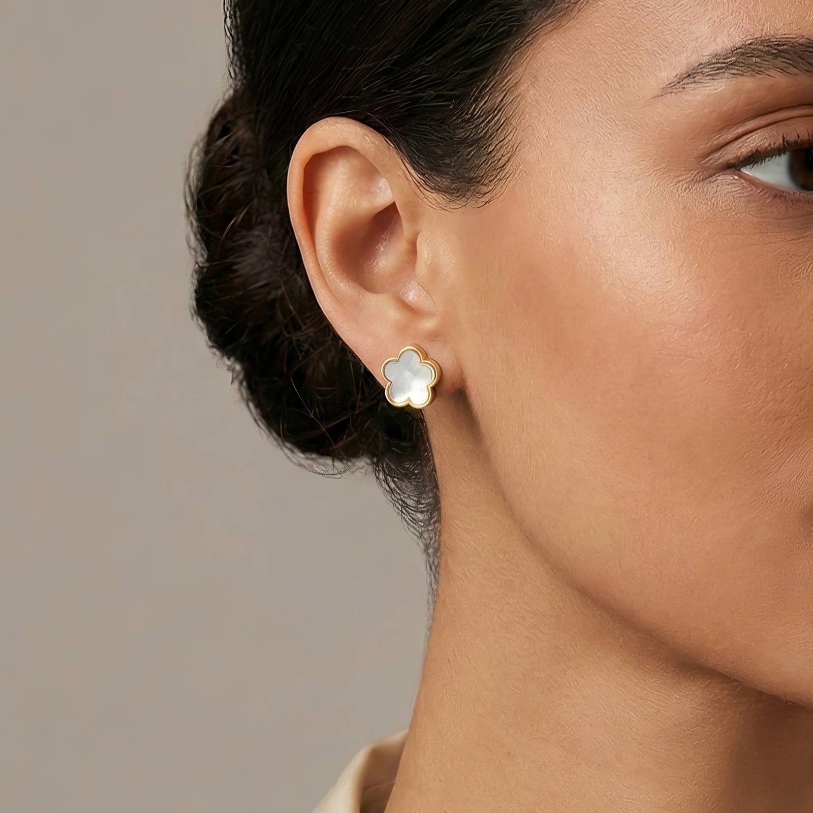 “Flowers” Earrings, 18K Gold Plated Steel