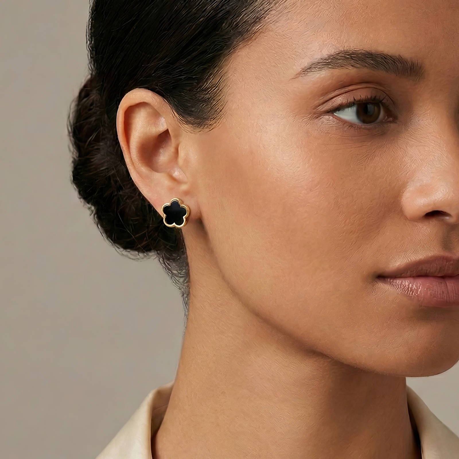 “Flowers” Earrings, 18K Gold Plated Steel