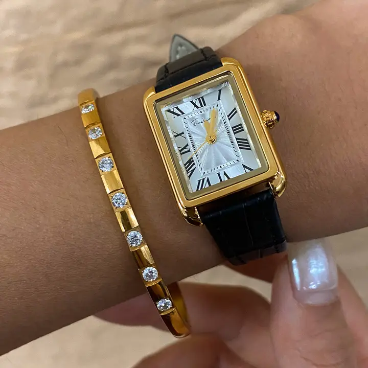 The Luxe Edit Watch – Gold + Black Leather