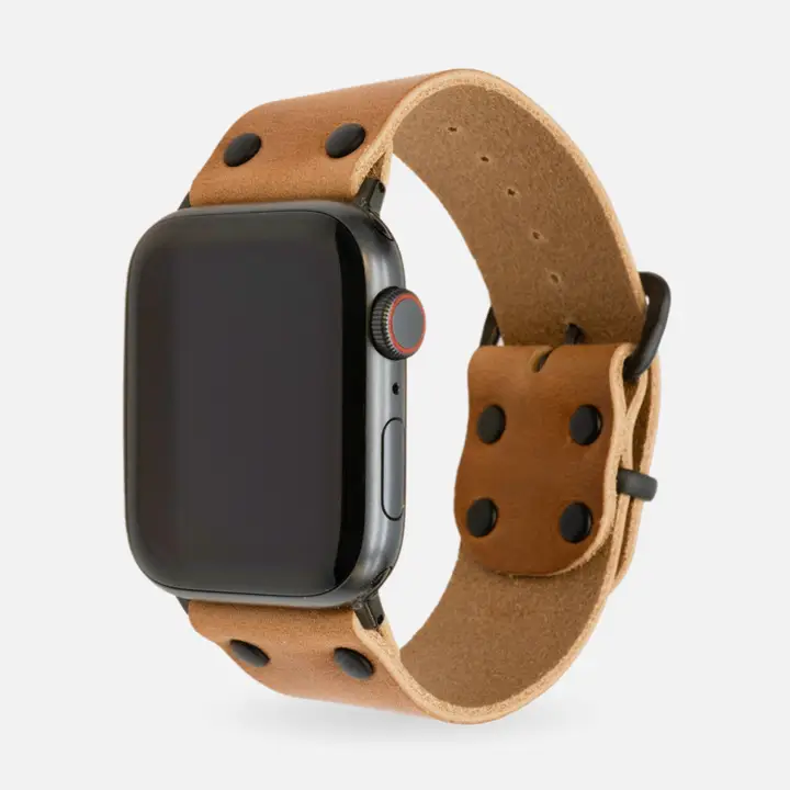 Leather Apple Watch Band – USA Made & Full-Grain Leather Balck Light Brown